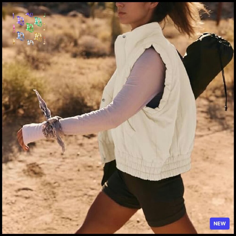 Cropped Puffer Vest Sleeveless Light Jacket Scrunch Collar Chic Minimal - Picture 6 of 8